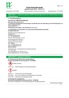 Wecryl R 230 thix Sicherheitsdatenblatt