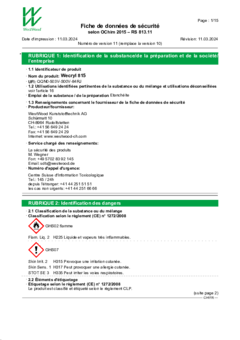 Wecryl 815 Fiche de données de sécurité